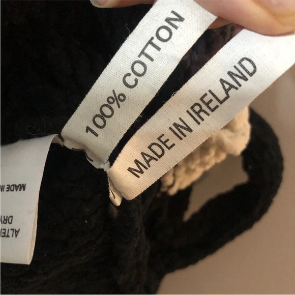 EDEL MACBRIDE Sweater Ireland Hand Made High Roll Neck Chenille Knit Black Large - Picture 15 of 16